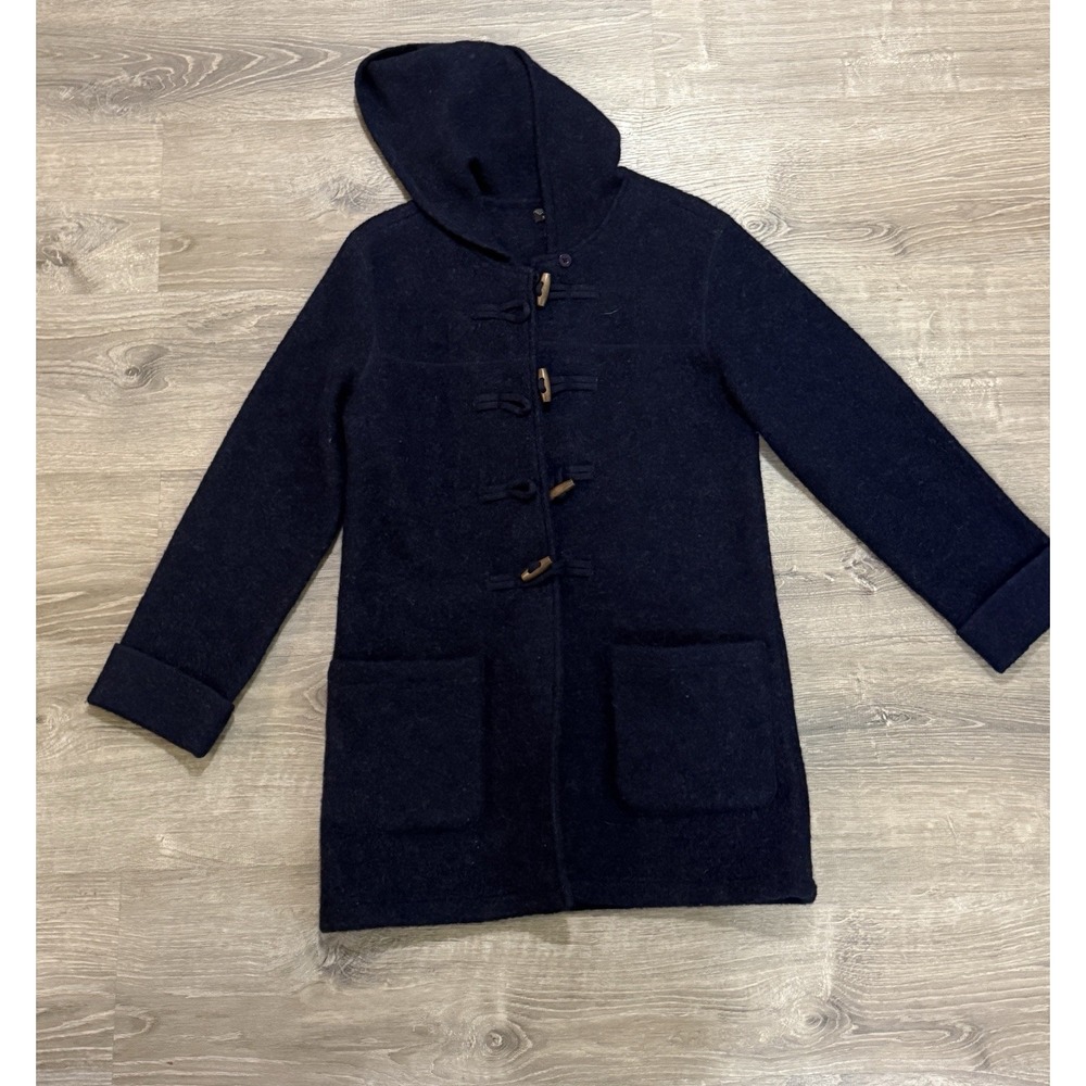 SKYR small Women's Boiled Wool Jacket Coat Toggle Buttons S Blue Good